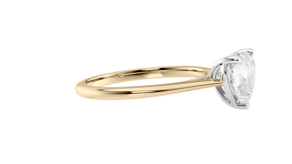 Heart Solitaire with Diamond Bridge Engagement Ring