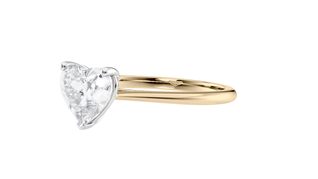 Heart Solitaire with Diamond Bridge Engagement Ring