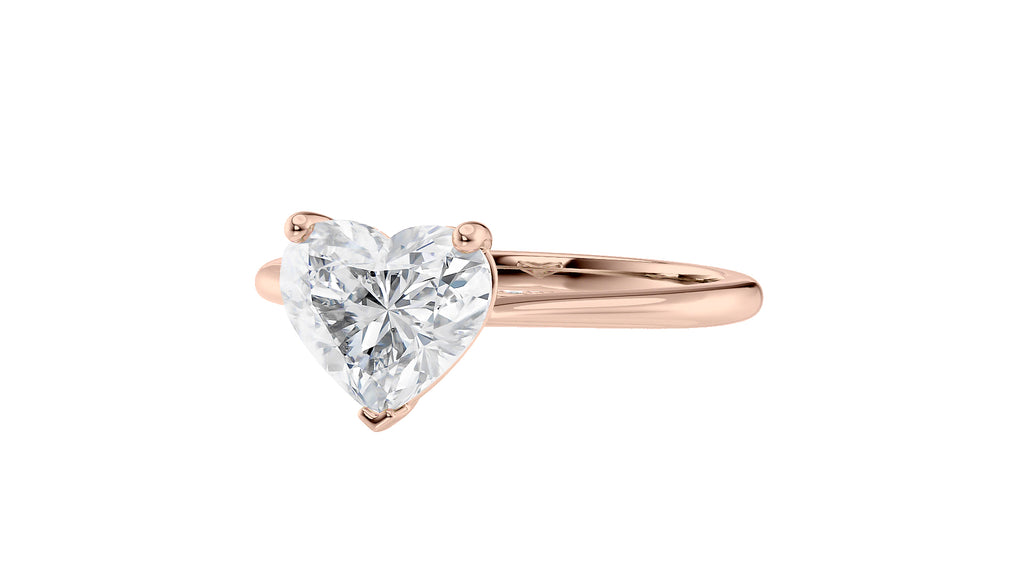 Heart Solitaire with Diamond Bridge Engagement Ring