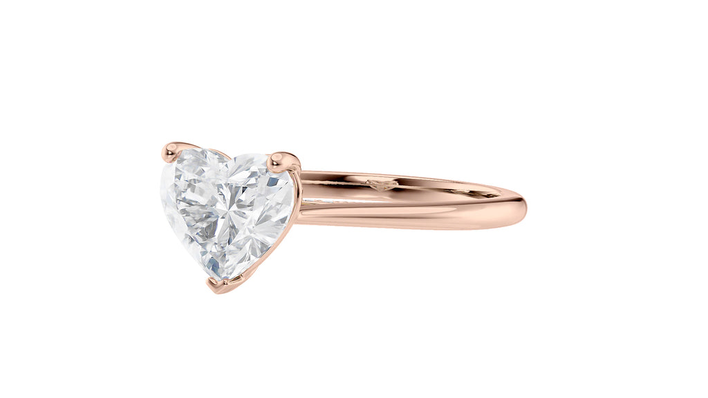 Heart Solitaire with Diamond Bridge Engagement Ring