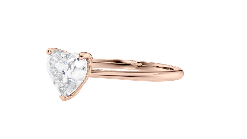 Heart Solitaire with Diamond Bridge Engagement Ring