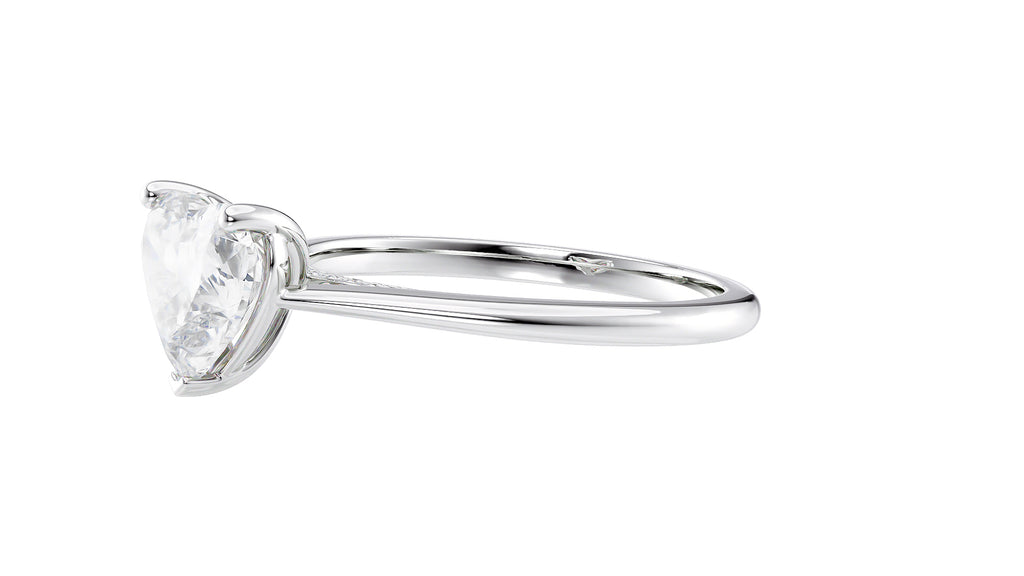 Heart Solitaire with Diamond Bridge Engagement Ring