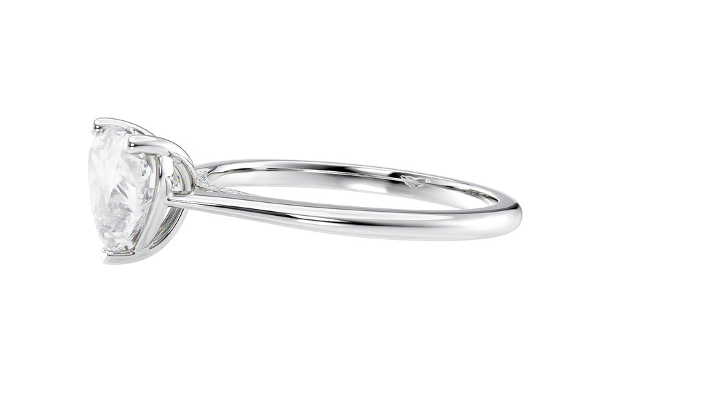 Heart Solitaire with Diamond Bridge Engagement Ring