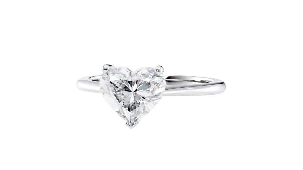 Heart Solitaire with Diamond Bridge Engagement Ring