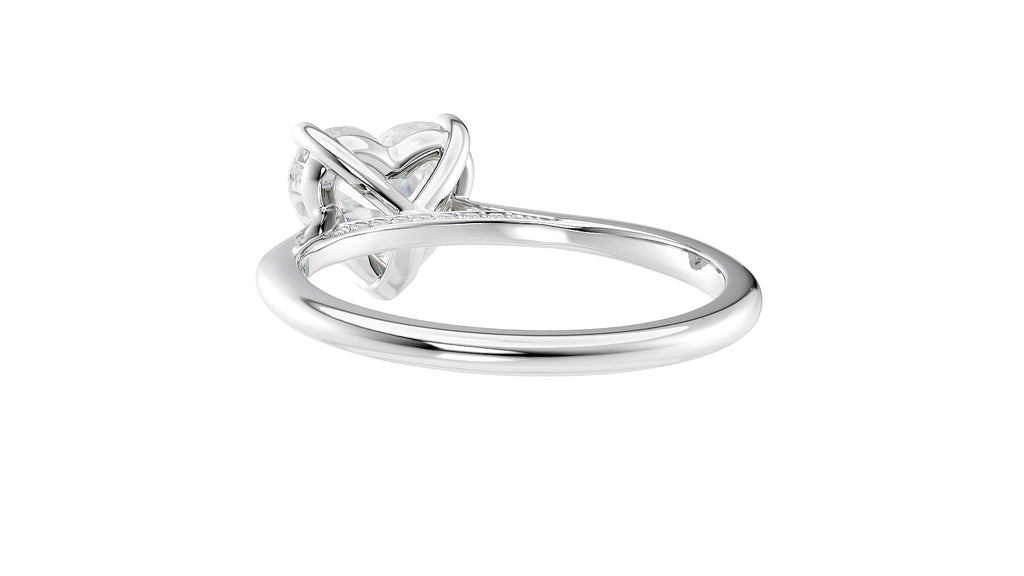 Heart Solitaire with Diamond Bridge Engagement Ring
