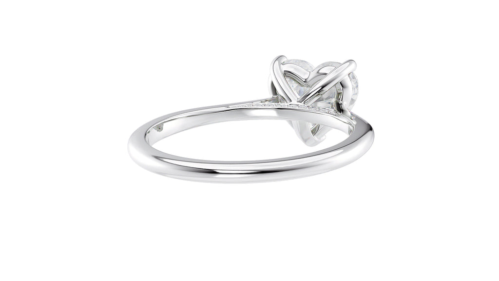 Heart Solitaire with Diamond Bridge Engagement Ring