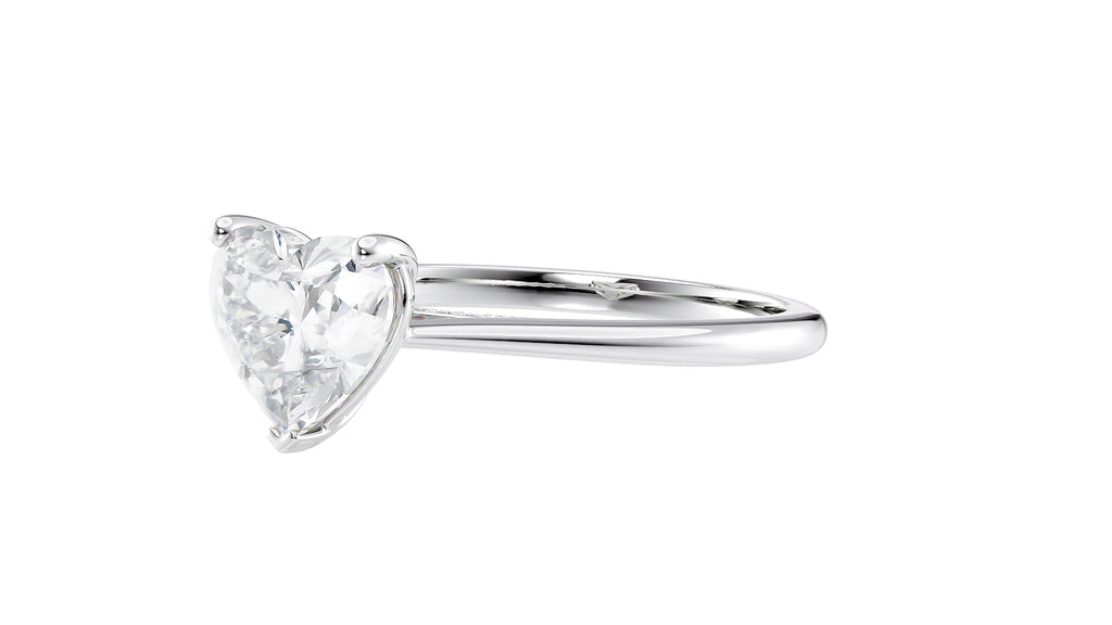 Heart Solitaire with Diamond Bridge Engagement Ring