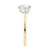 Heart cut natural diamond engagement ring gold end view.