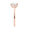 Heart cut natural diamond engagement ring 18ct rose gold end view.