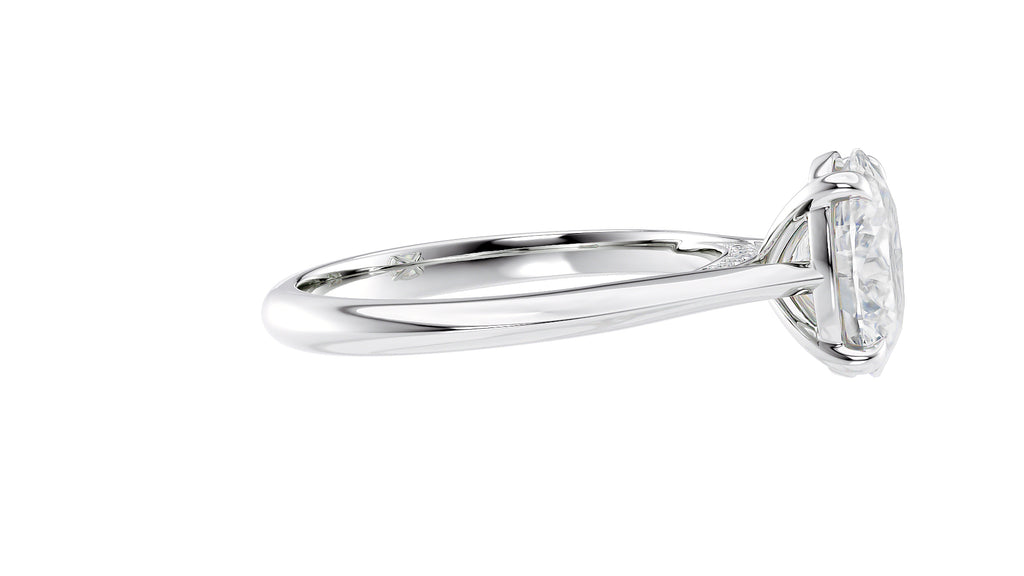 Oval Solitaire with Diamond Bridge Engagement Ring