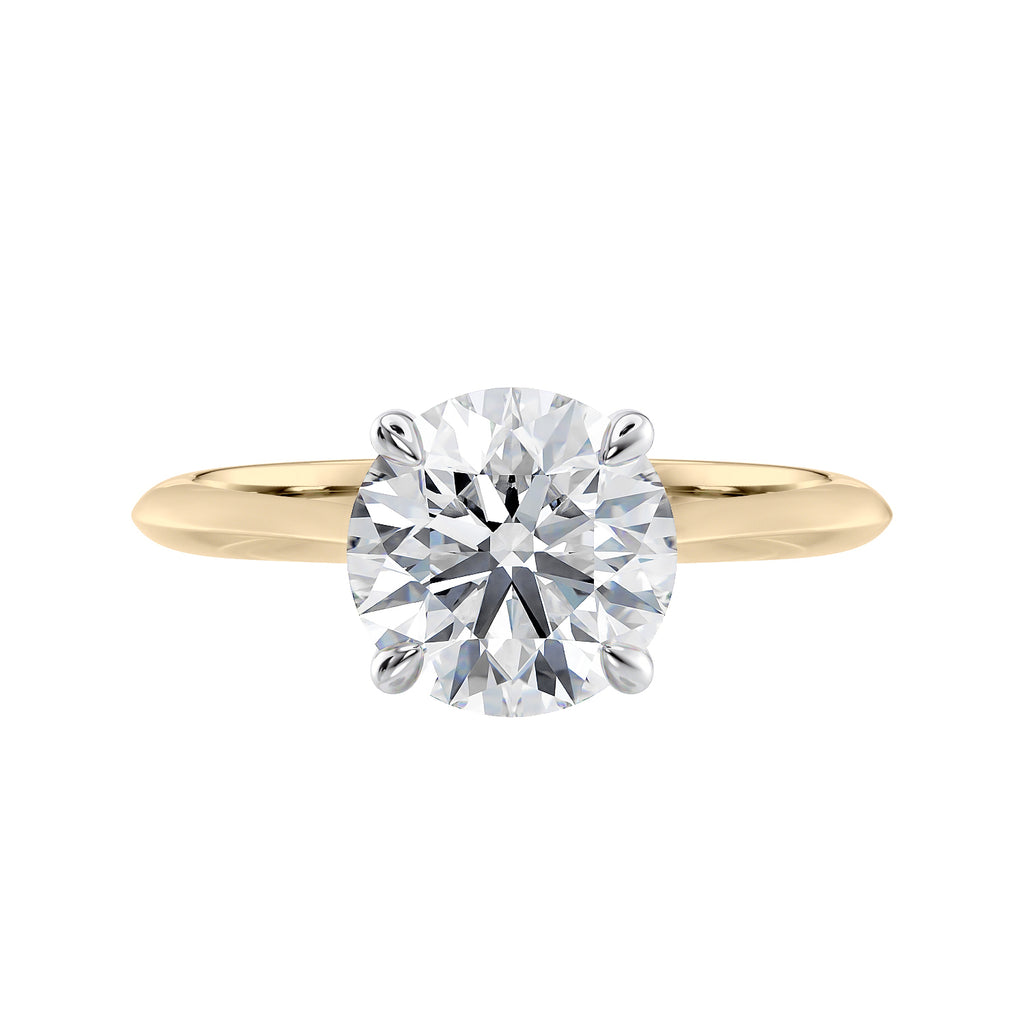 Natural diamond solitaire with a hidden halo gold front view