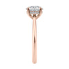 Natural diamond solitaire with a hidden halo 18 carat rose gold end view.