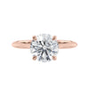 Natural diamond solitaire with a hidden halo 18 carat rose gold front view.