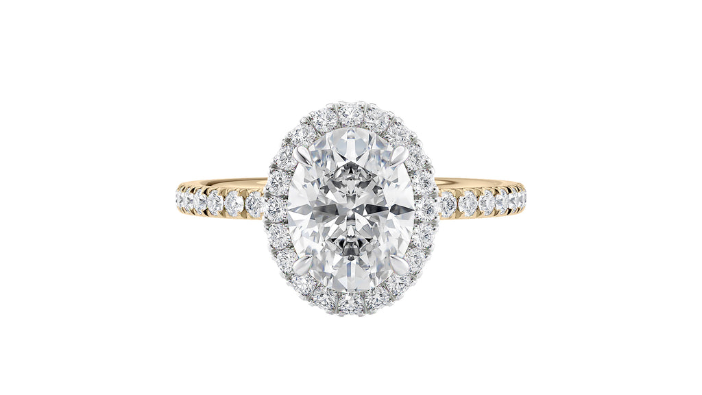 Oval Halo Diamond Band Engagement Ring