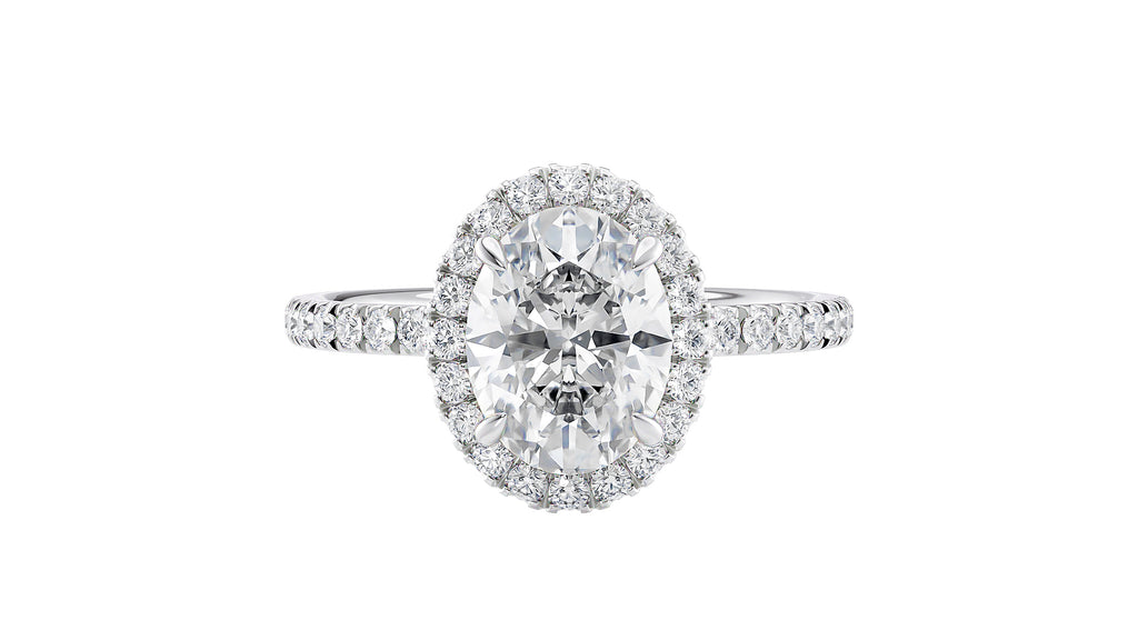 Oval Halo Lab Grown Diamond Band Engagement Ring