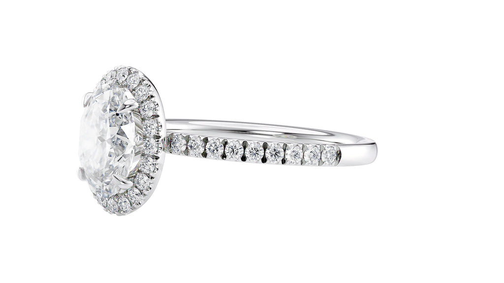 Oval Halo Diamond Band Engagement Ring