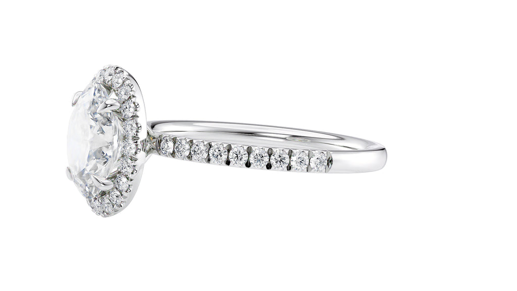 Oval Halo Diamond Band Engagement Ring