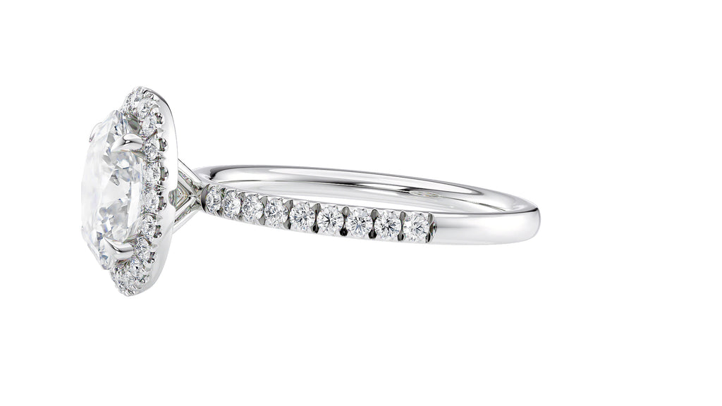 Oval Halo Diamond Band Engagement Ring