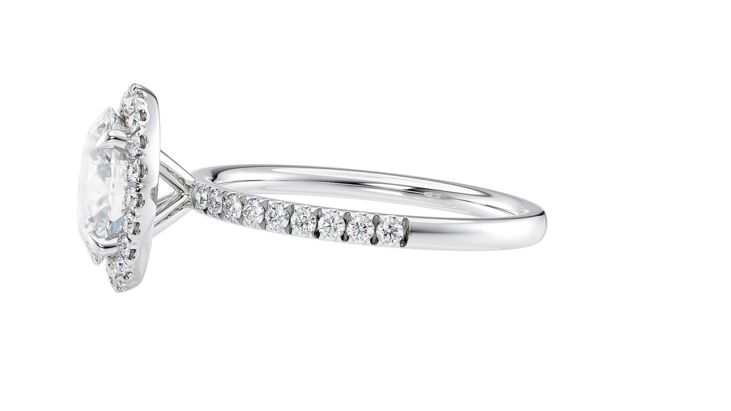 Oval Halo Diamond Band Engagement Ring