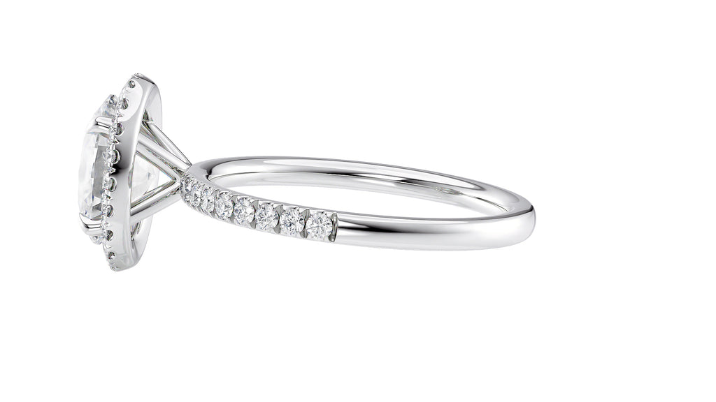 Oval Halo Diamond Band Engagement Ring