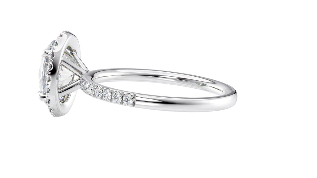 Oval Halo Diamond Band Engagement Ring
