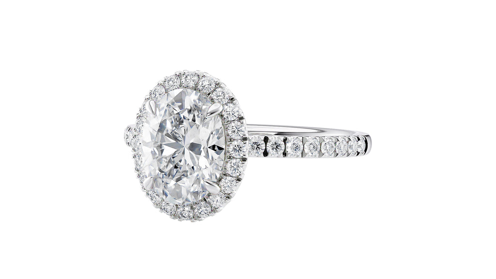 Oval Halo Diamond Band Engagement Ring
