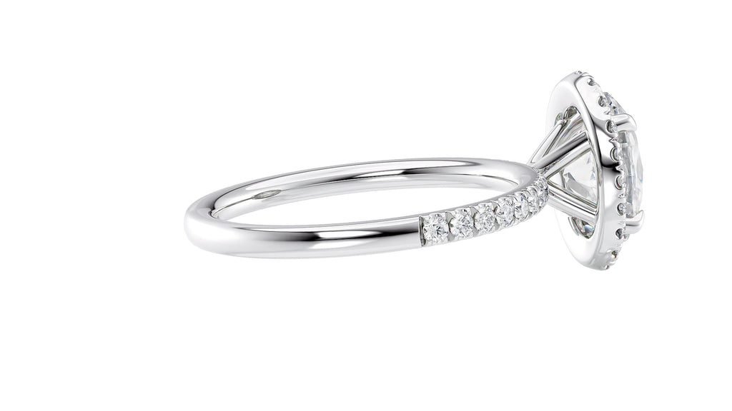 Oval Halo Diamond Band Engagement Ring