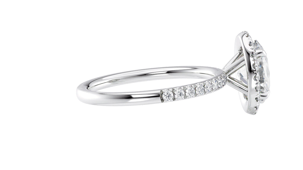 Oval Halo Diamond Band Engagement Ring