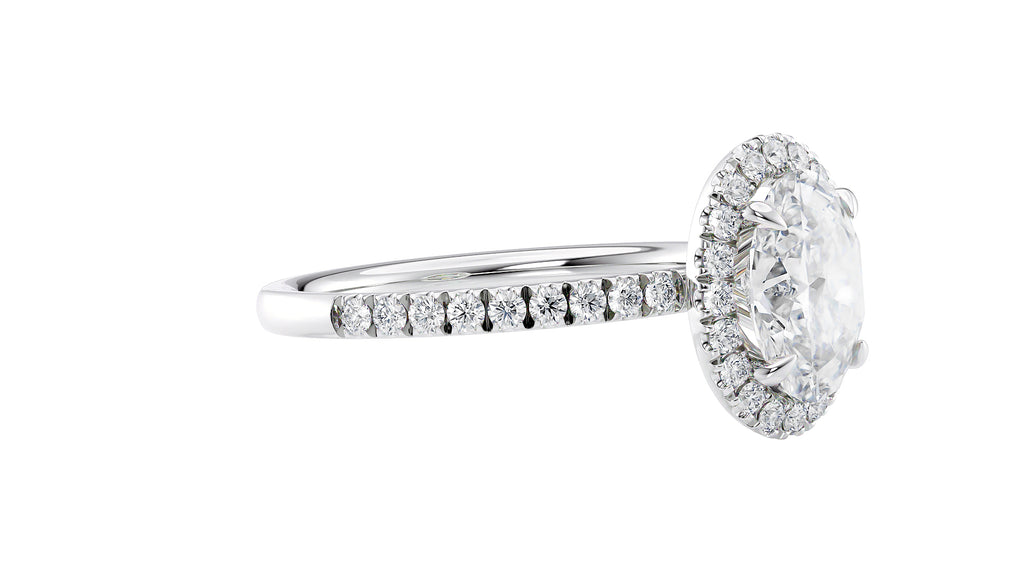 Oval Halo Diamond Band Engagement Ring