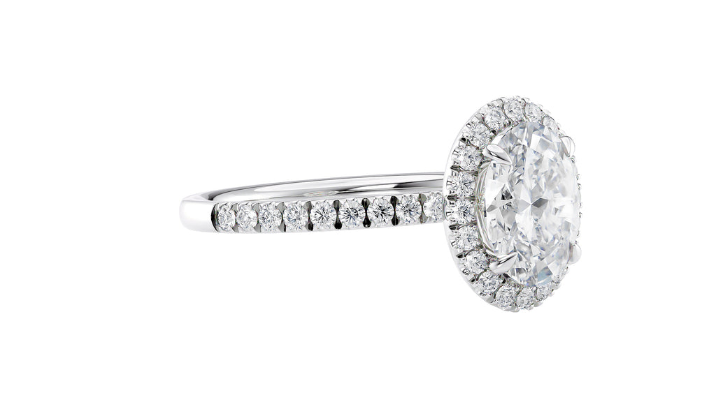 Oval Halo Diamond Band Engagement Ring
