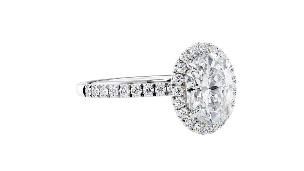 Oval Halo Diamond Band Engagement Ring