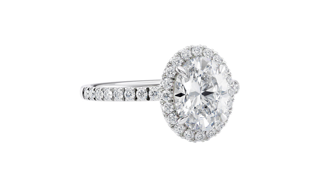 Oval Halo Diamond Band Engagement Ring