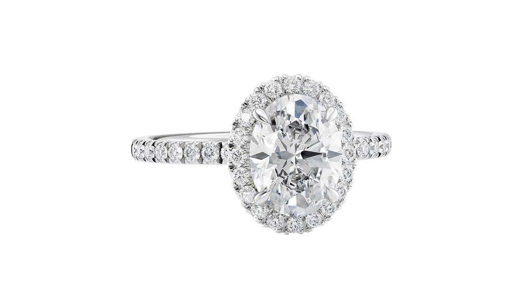 Oval Halo Diamond Band Engagement Ring