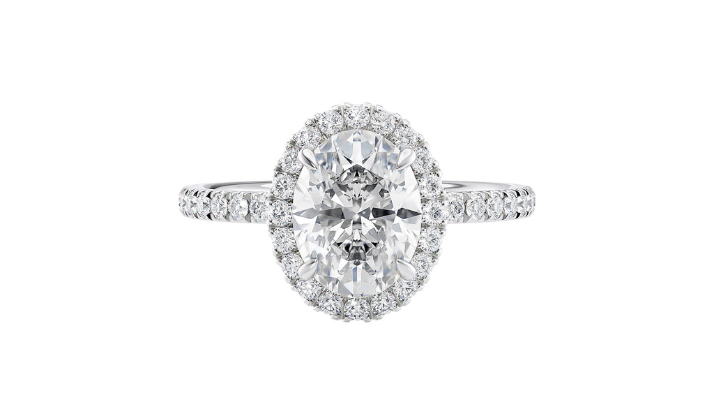 Oval Halo Diamond Band Engagement Ring