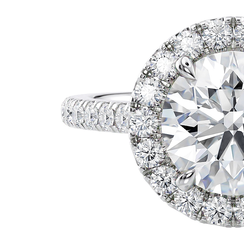 1.5 carat lab grown diamond halo engagement ring. 