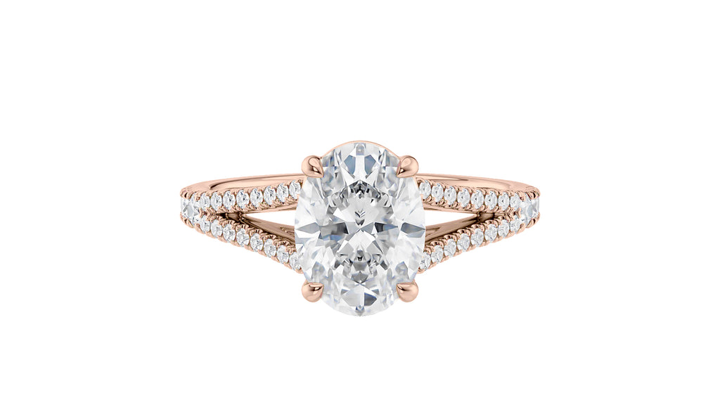 Oval Solitaire Split Diamond Band Engagement Ring