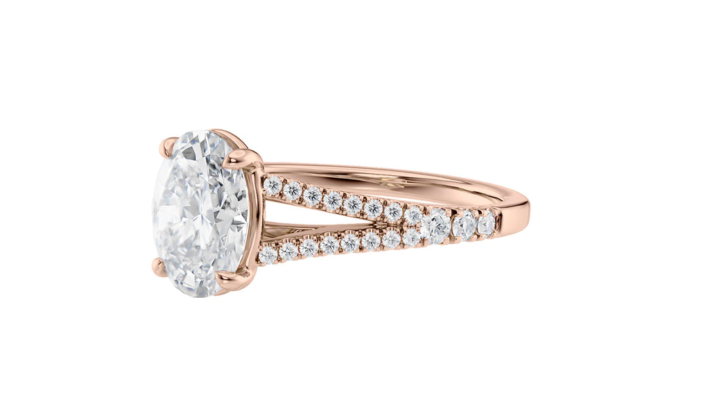 Oval Solitaire Split Diamond Band Engagement Ring