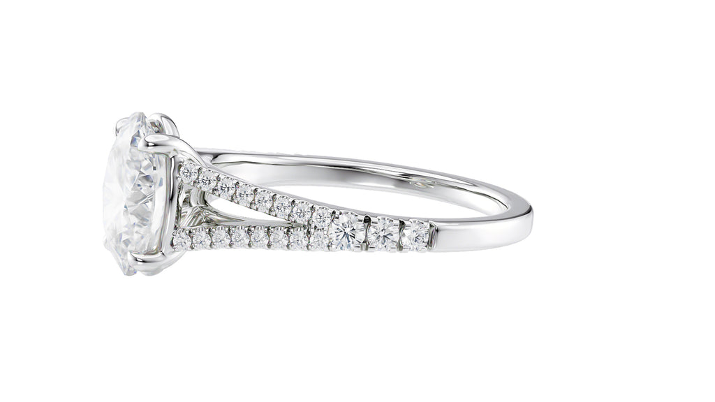Oval Solitaire Split Diamond Band Engagement Ring