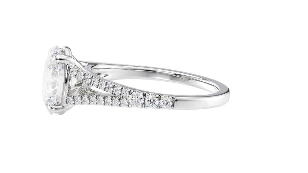 Oval Solitaire Split Diamond Band Engagement Ring