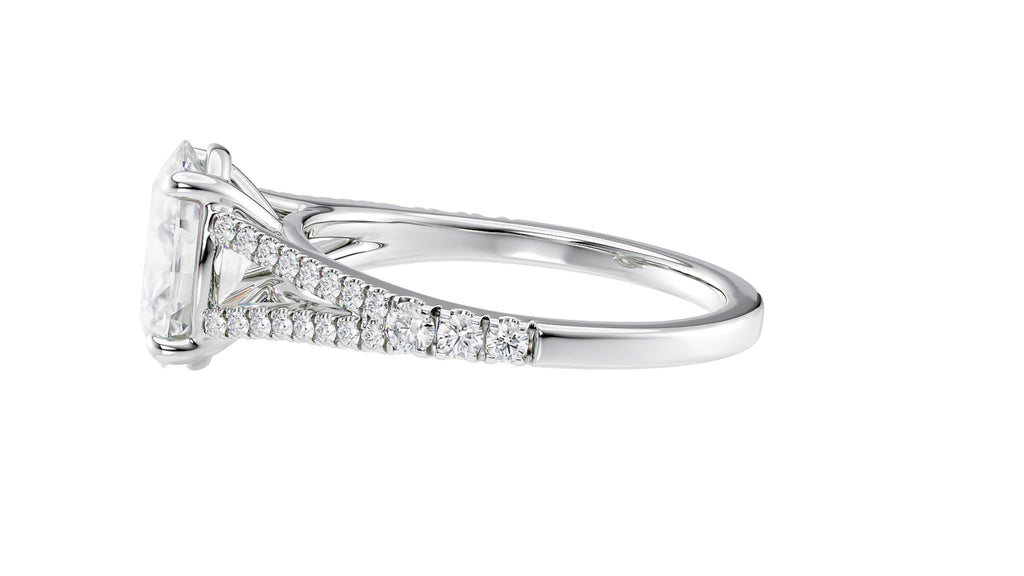 Oval Solitaire Split Diamond Band Engagement Ring