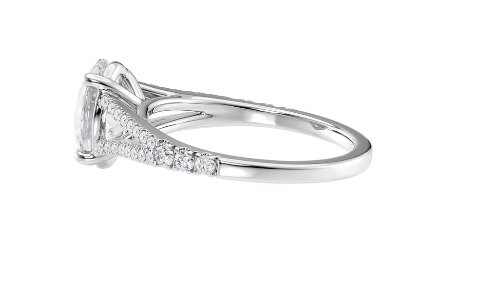 Oval Solitaire Split Diamond Band Engagement Ring