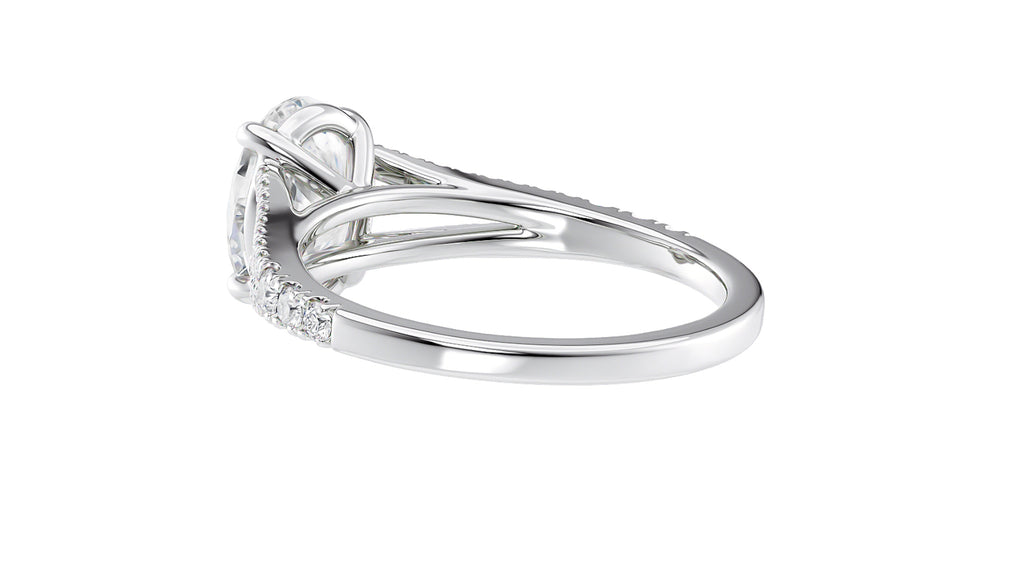 Oval Solitaire Split Diamond Band Engagement Ring