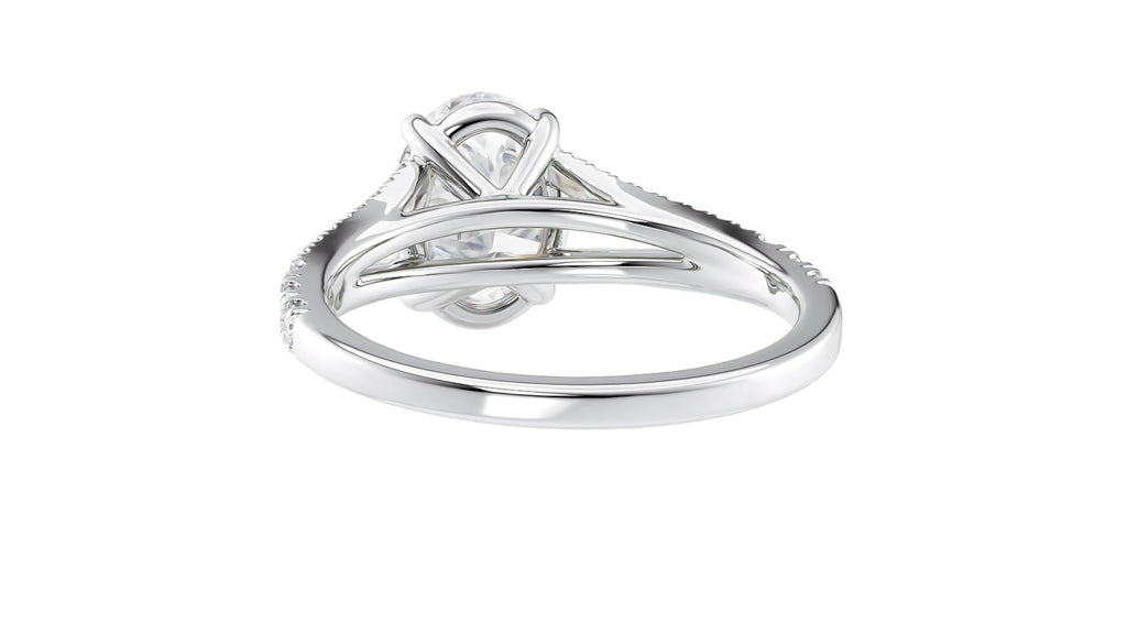 Oval Solitaire Split Diamond Band Engagement Ring