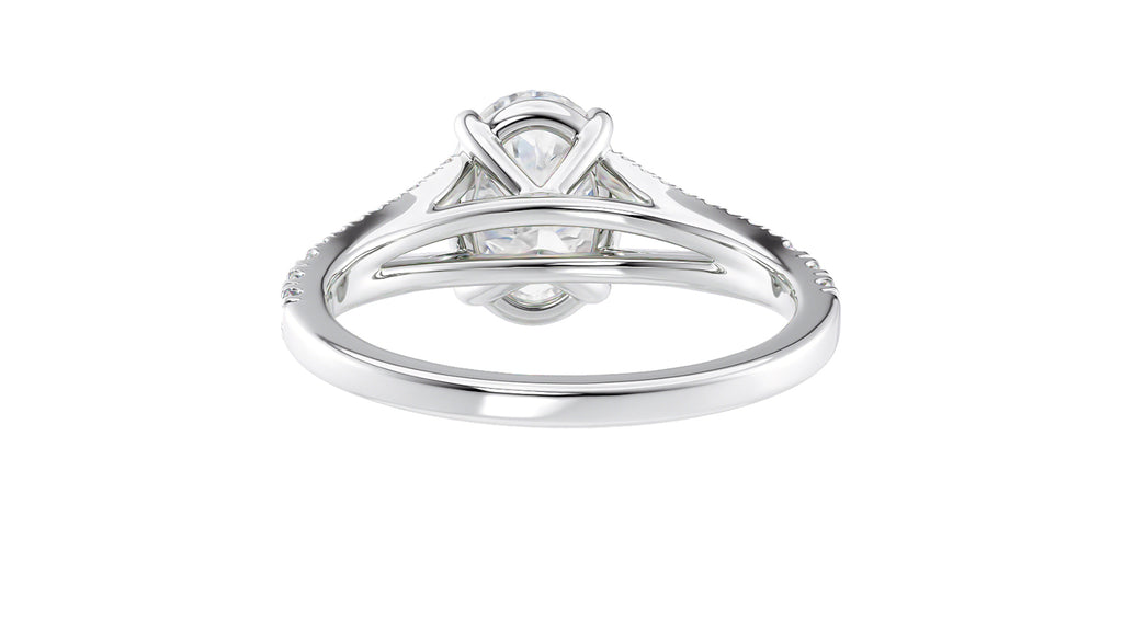 Oval Solitaire Split Diamond Band Engagement Ring