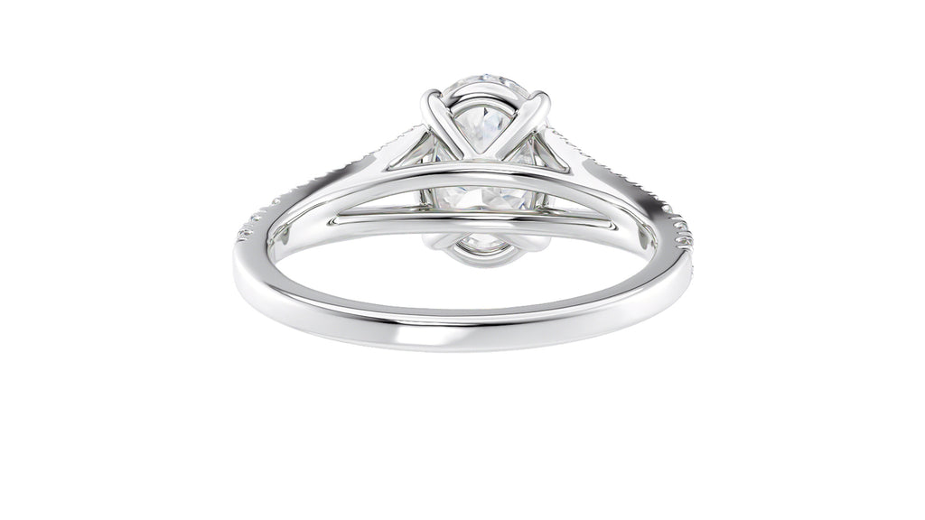 Oval Solitaire Split Diamond Band Engagement Ring