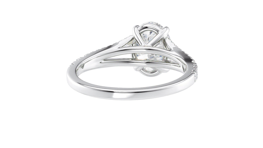 Oval Solitaire Split Diamond Band Engagement Ring