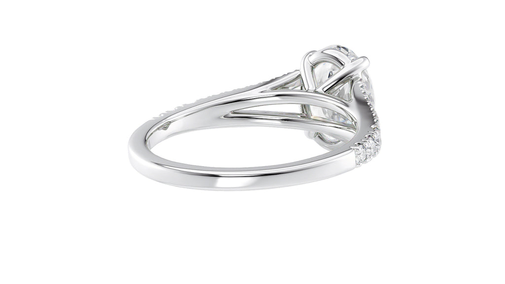 Oval Solitaire Split Diamond Band Engagement Ring