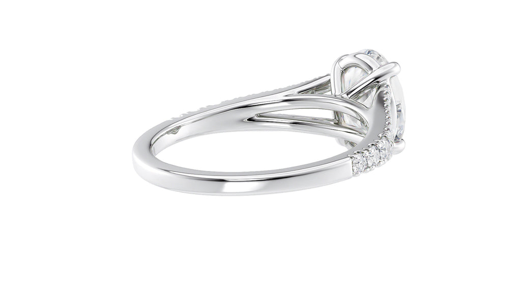 Oval Solitaire Split Diamond Band Engagement Ring