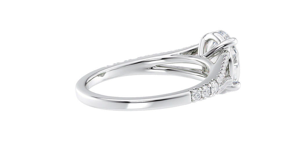 Oval Solitaire Split Diamond Band Engagement Ring