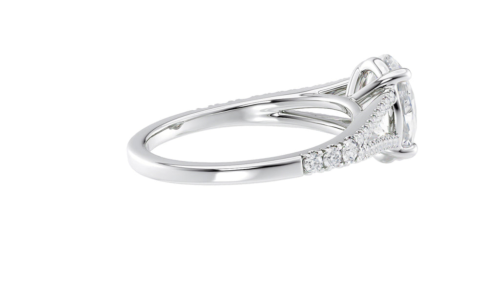 Oval Solitaire Split Diamond Band Engagement Ring